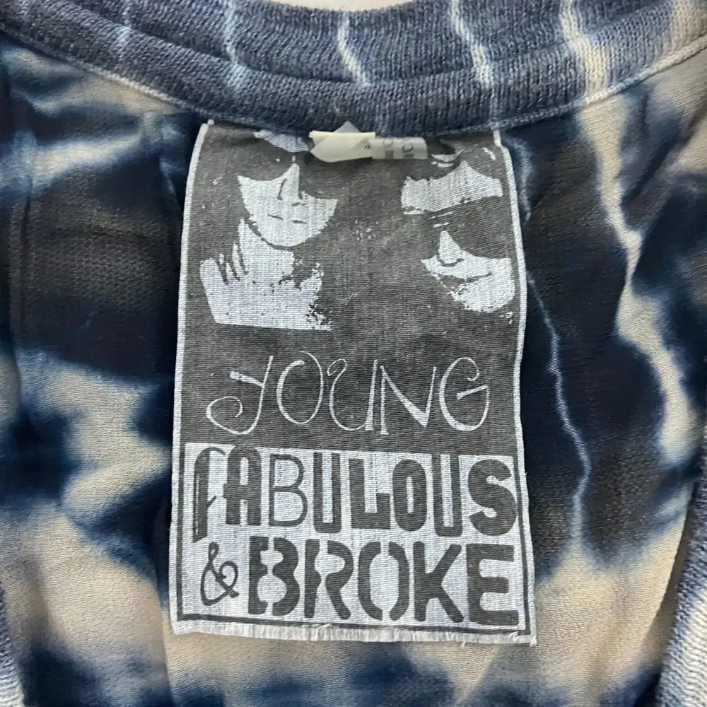 Young Fabulous & Broke Blue Gray ikat Tie Dye Britt Half Sleeve Top Womens S - Picture 5 of 8